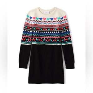 NEW- The Children’s Place
Girls Heart Fairisle Sweater Dress - Multi Clr. XS (4)